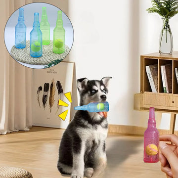 Squeaky Rubber Bottle Dog Chew Toy with Tennis Ball
