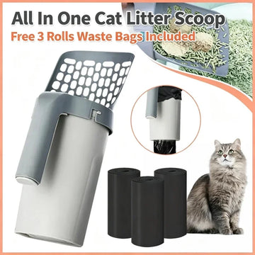 All-in-One Cat Litter Scoop with Built-In Bag Holder