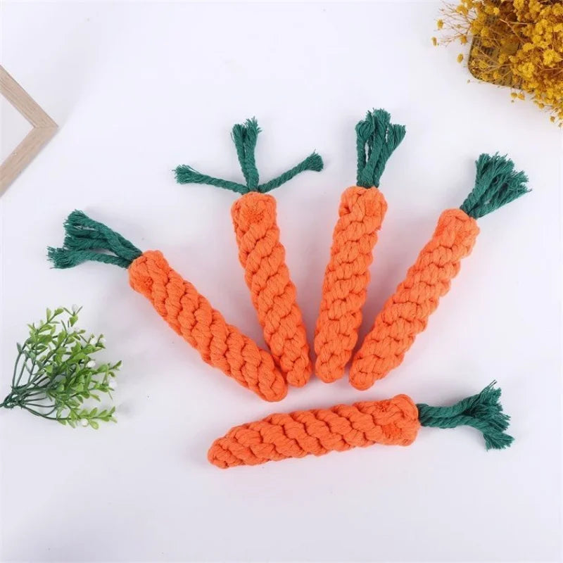 Braided Cotton Rope Carrot Chew Toy for Dogs