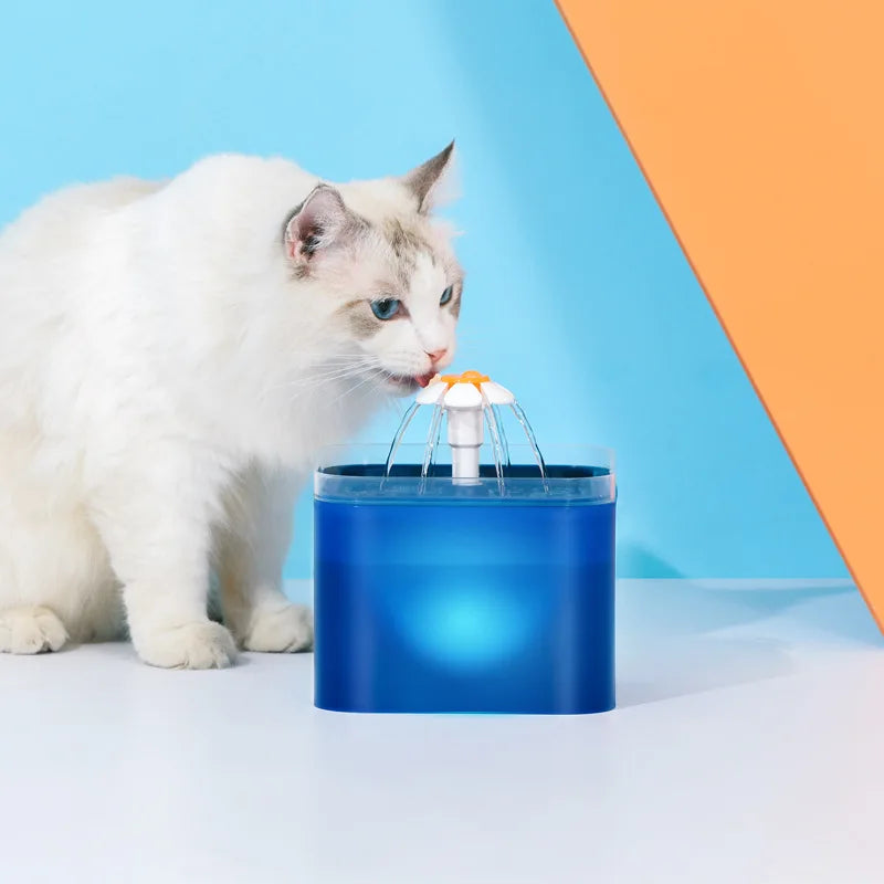 2L Pet Water Fountain with LED Light and Filter