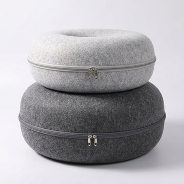 2-in-1 Felt Cat Tunnel Bed on a white background