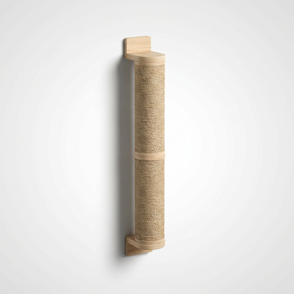 Wall-Mounted Wooden Cat Scratcher on a white background